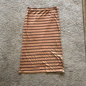 Lush Black and Carmel Colored Striped Pencil Skirt